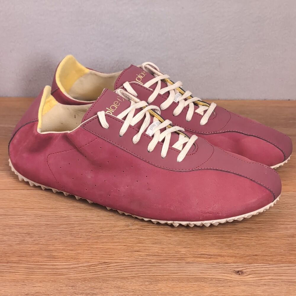PLAE Sun Women's 11 Men's 9.5 Lace-Up Sneakers Red Leather Lightweight Casual